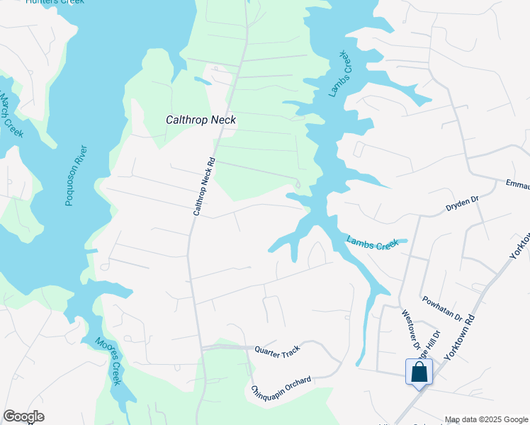 map of restaurants, bars, coffee shops, grocery stores, and more near 310 Bunting Point Road in Yorktown