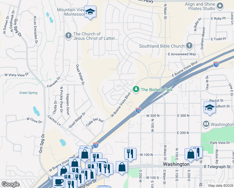 map of restaurants, bars, coffee shops, grocery stores, and more near 509 Sun Rock Way in Washington