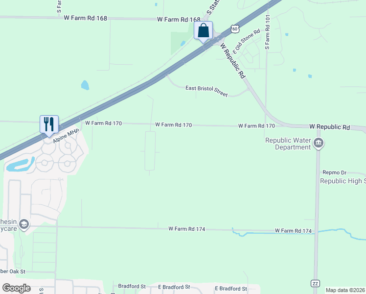 map of restaurants, bars, coffee shops, grocery stores, and more near in Republic