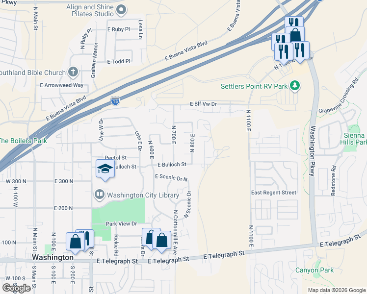 map of restaurants, bars, coffee shops, grocery stores, and more near 754 Cherry Circle in Washington