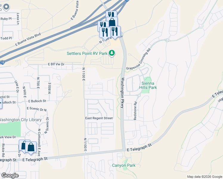map of restaurants, bars, coffee shops, grocery stores, and more near 497 Ventura Lane in Washington