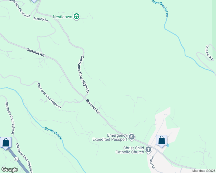 map of restaurants, bars, coffee shops, grocery stores, and more near 22700 Old Santa Cruz Highway in Los Gatos