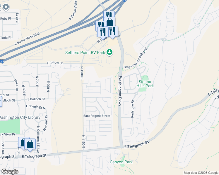 map of restaurants, bars, coffee shops, grocery stores, and more near 497 Ventura Lane in Washington