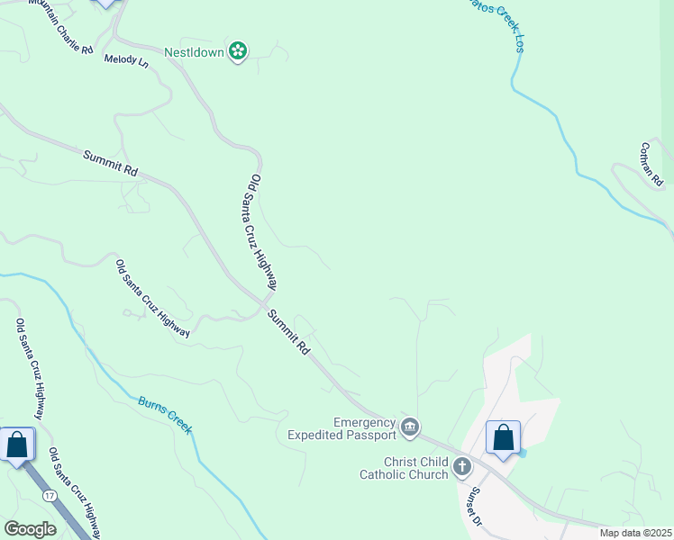 map of restaurants, bars, coffee shops, grocery stores, and more near 22700 Old Santa Cruz Highway in Los Gatos