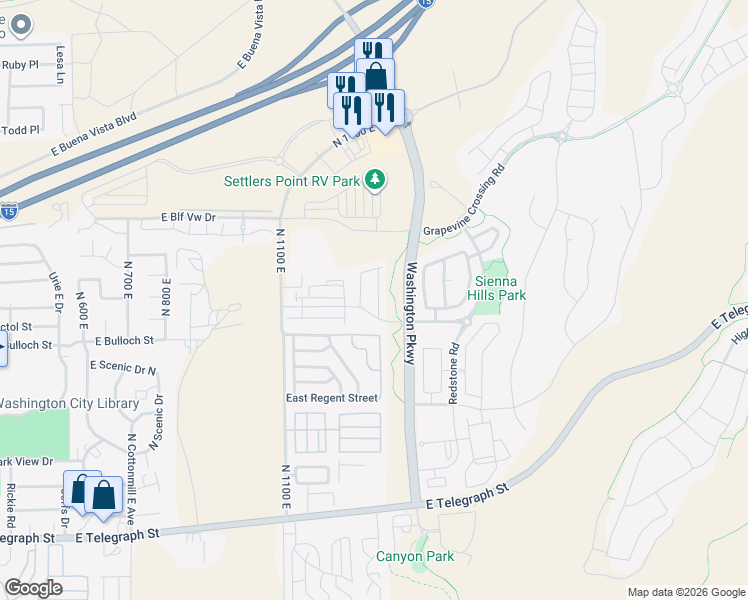 map of restaurants, bars, coffee shops, grocery stores, and more near 501 Ventura Lane in Washington