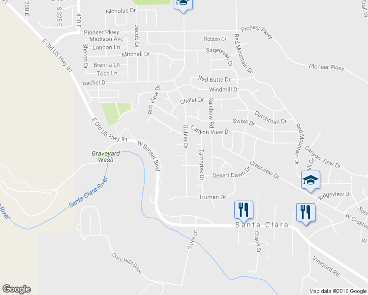 map of restaurants, bars, coffee shops, grocery stores, and more near 3615 Mountain View Circle in Santa Clara
