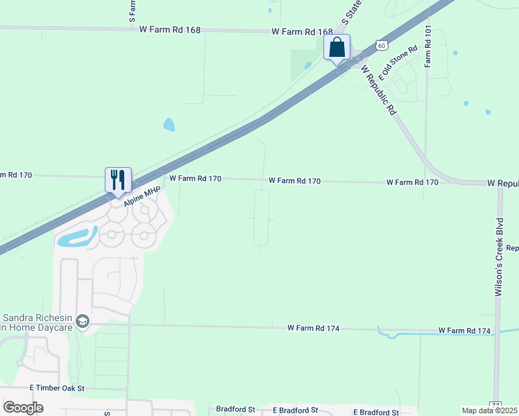 map of restaurants, bars, coffee shops, grocery stores, and more near 1422 North Vintage Avenue in Republic