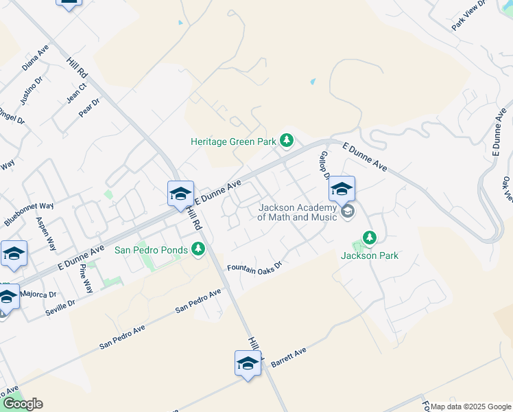 map of restaurants, bars, coffee shops, grocery stores, and more near 2389 Leptis Circle in Morgan Hill