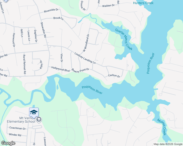 map of restaurants, bars, coffee shops, grocery stores, and more near 138 Breezy Point Drive in Yorktown