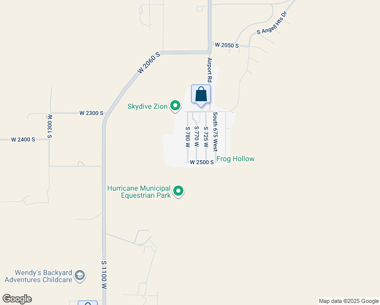 map of restaurants, bars, coffee shops, grocery stores, and more near 2461 South 780 West in Hurricane
