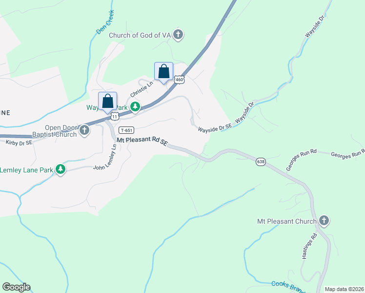 map of restaurants, bars, coffee shops, grocery stores, and more near 216-498 Mount Pleasant Road Southeast in Christiansburg