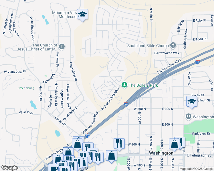 map of restaurants, bars, coffee shops, grocery stores, and more near 370 West Buena Vista Boulevard in Washington