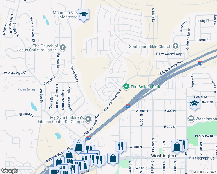 map of restaurants, bars, coffee shops, grocery stores, and more near 370 West Buena Vista Boulevard in Washington