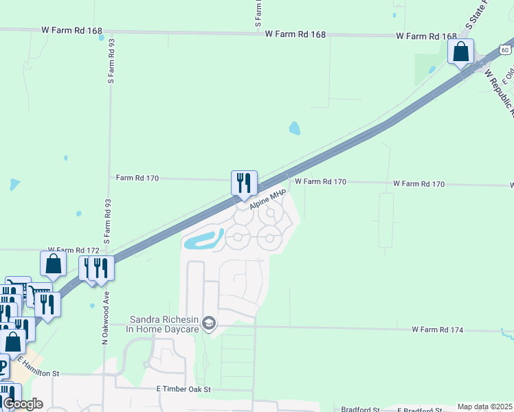 map of restaurants, bars, coffee shops, grocery stores, and more near 7534 U.S. 60 in Republic