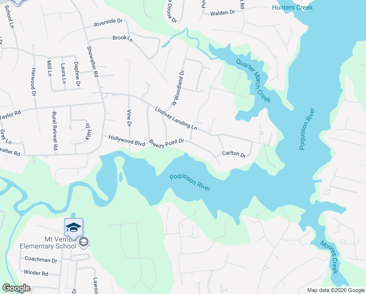 map of restaurants, bars, coffee shops, grocery stores, and more near 138 Breezy Point Drive in Yorktown