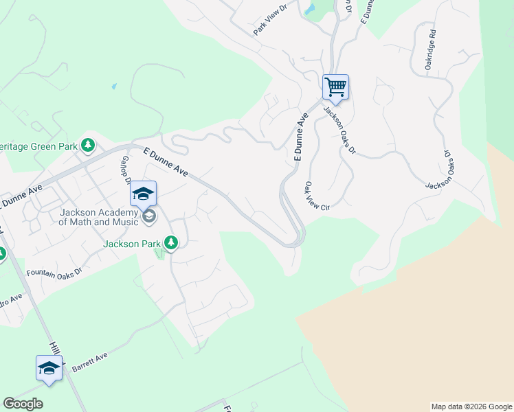 map of restaurants, bars, coffee shops, grocery stores, and more near 16590 Rustling Oak Court in Morgan Hill