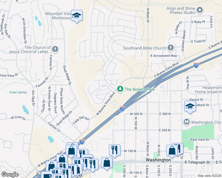 map of restaurants, bars, coffee shops, grocery stores, and more near Abundant Way in Washington