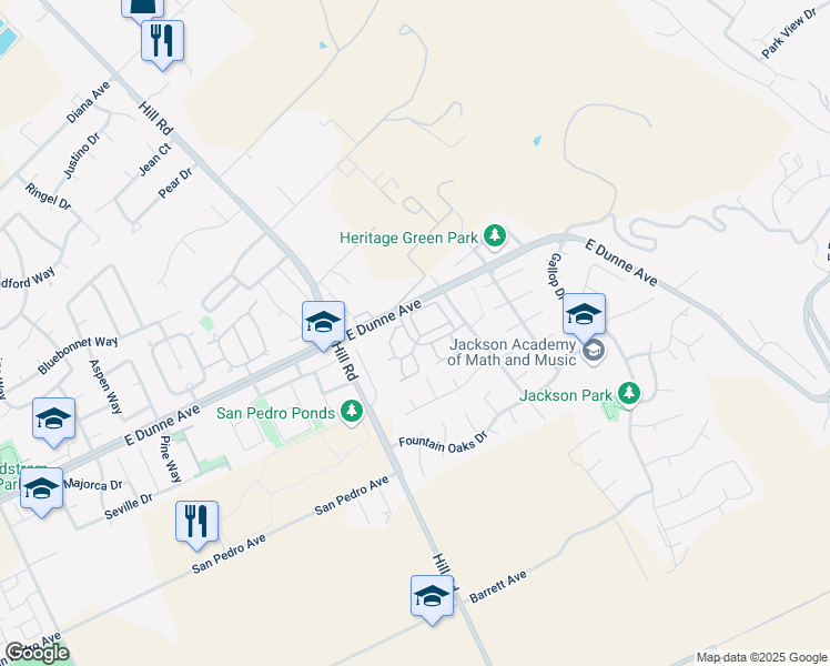 map of restaurants, bars, coffee shops, grocery stores, and more near 2214 Brega Lane in Morgan Hill