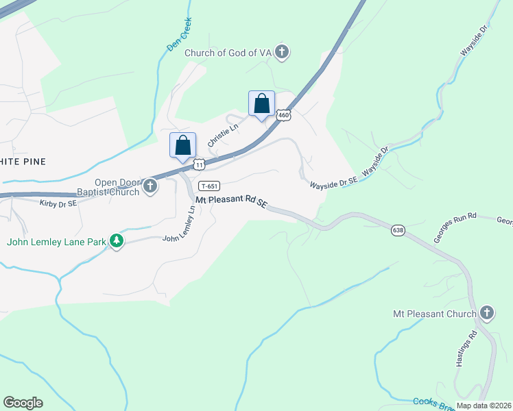 map of restaurants, bars, coffee shops, grocery stores, and more near 335 Mount Pleasant Road in Christiansburg