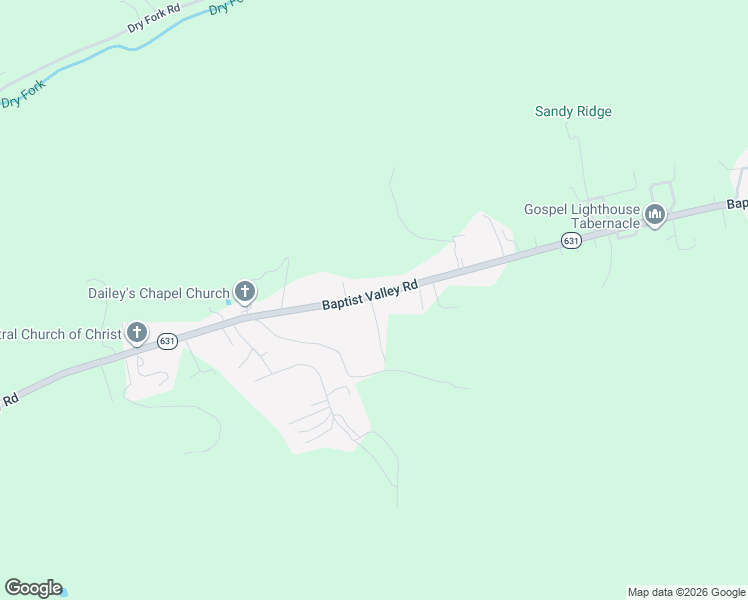 map of restaurants, bars, coffee shops, grocery stores, and more near 6364 Baptist Valley Road in Tazewell County
