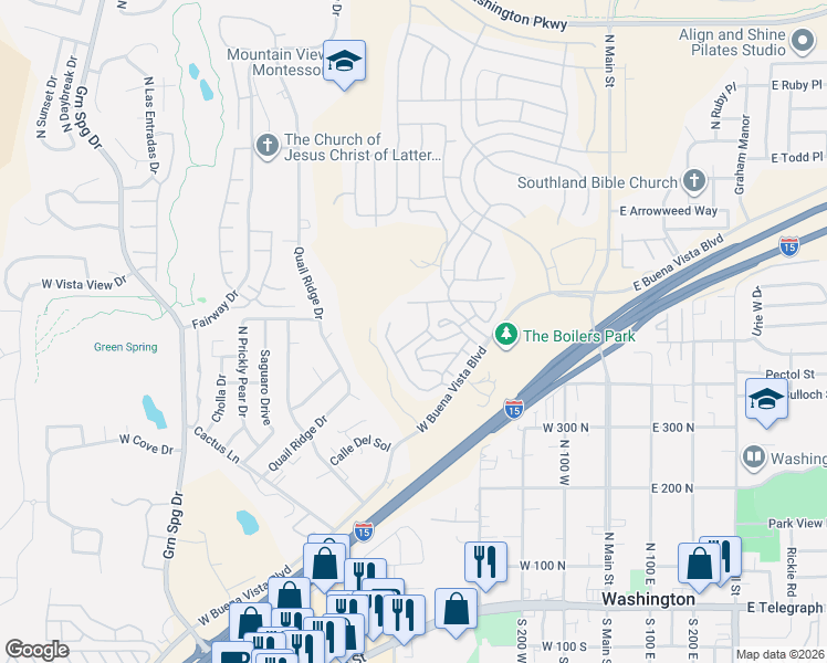 map of restaurants, bars, coffee shops, grocery stores, and more near 509 Sun Rock Way in Washington