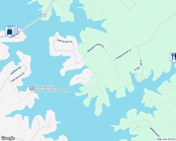 map of restaurants, bars, coffee shops, grocery stores, and more near 107 Brook Run in Moneta