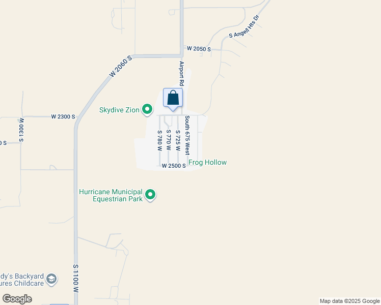 map of restaurants, bars, coffee shops, grocery stores, and more near 2451 South 675 West in Hurricane