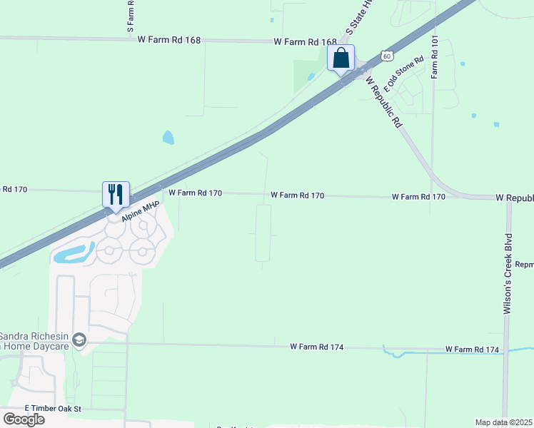 map of restaurants, bars, coffee shops, grocery stores, and more near 1422 North Vintage Avenue in Republic