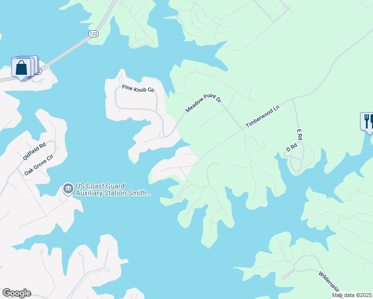 map of restaurants, bars, coffee shops, grocery stores, and more near 107 Brook Run in Moneta