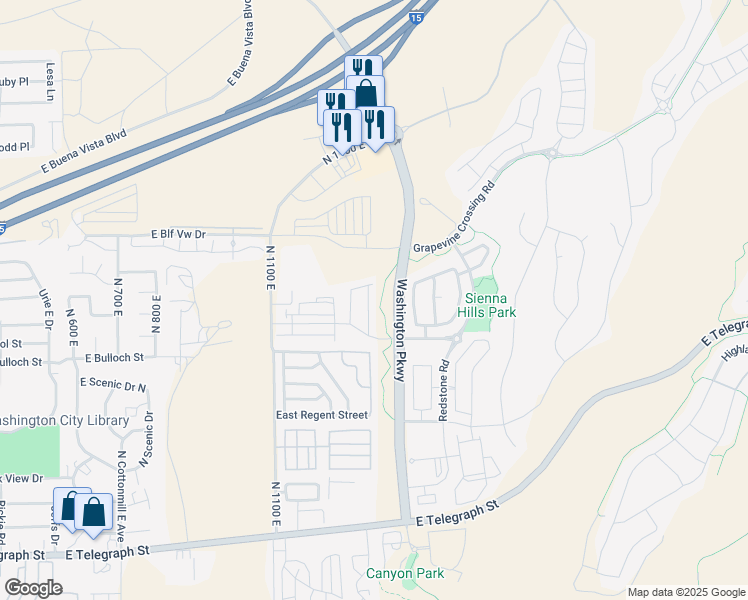 map of restaurants, bars, coffee shops, grocery stores, and more near 542 Ventura Lane in Washington