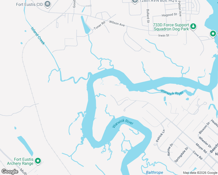 map of restaurants, bars, coffee shops, grocery stores, and more near 1358 Moyer Road in Newport News
