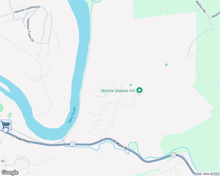 map of restaurants, bars, coffee shops, grocery stores, and more near 300 Meadow Ridge in Radford