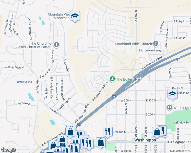 map of restaurants, bars, coffee shops, grocery stores, and more near 370 West Buena Vista Boulevard in Washington