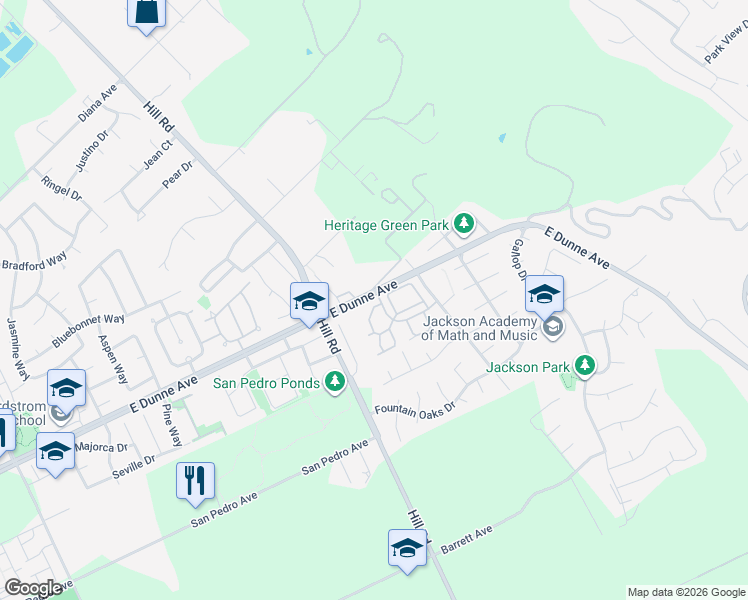 map of restaurants, bars, coffee shops, grocery stores, and more near 2101 Darnis Circle in Morgan Hill