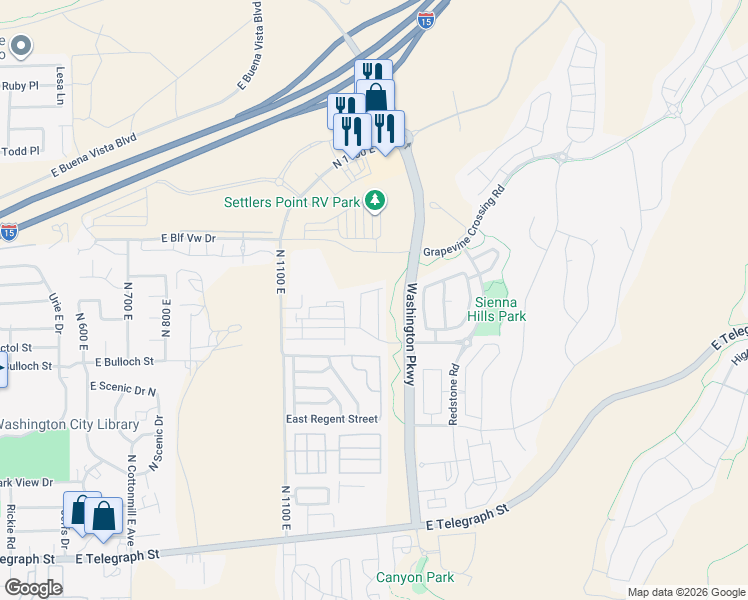 map of restaurants, bars, coffee shops, grocery stores, and more near 553 Ventura Lane in Washington