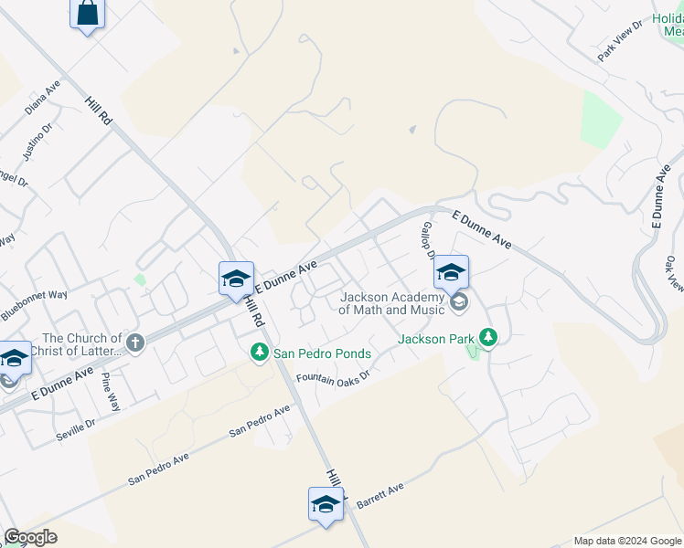 map of restaurants, bars, coffee shops, grocery stores, and more near 2389 Leptis Circle in Morgan Hill