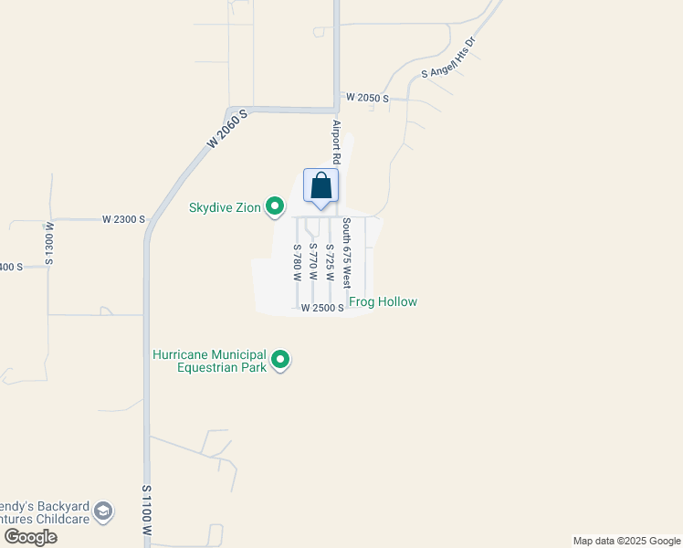 map of restaurants, bars, coffee shops, grocery stores, and more near 2422 South 675 West in Hurricane