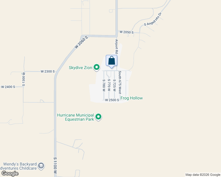 map of restaurants, bars, coffee shops, grocery stores, and more near 2425 South 770 West in Hurricane