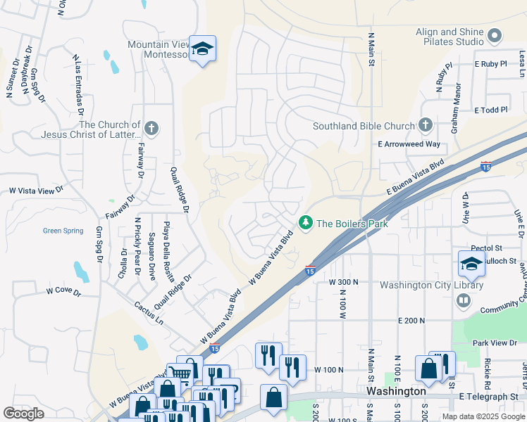 map of restaurants, bars, coffee shops, grocery stores, and more near 370 West Buena Vista Boulevard in Washington