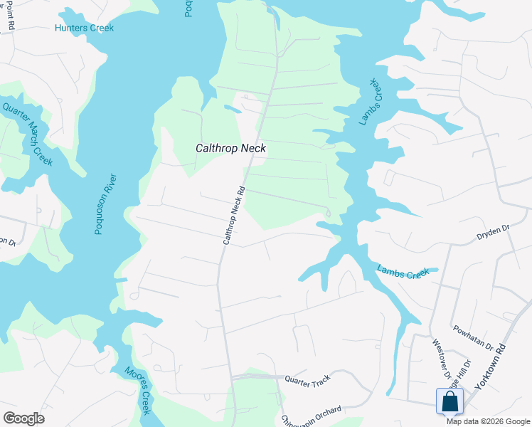 map of restaurants, bars, coffee shops, grocery stores, and more near 117 Bunting Point Road in Yorktown