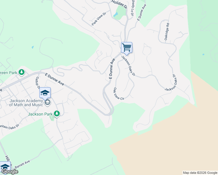 map of restaurants, bars, coffee shops, grocery stores, and more near 16655 Oak View Circle in Morgan Hill