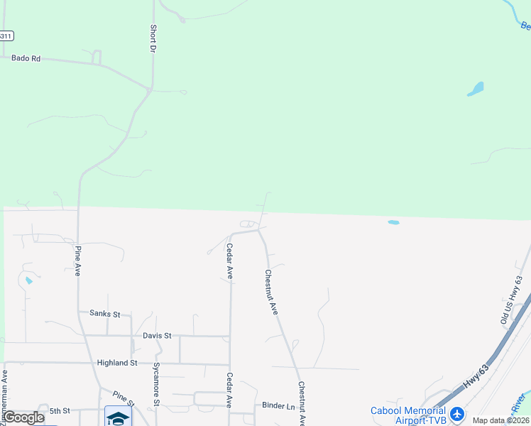 map of restaurants, bars, coffee shops, grocery stores, and more near 2722 Chestnut Avenue in Cabool