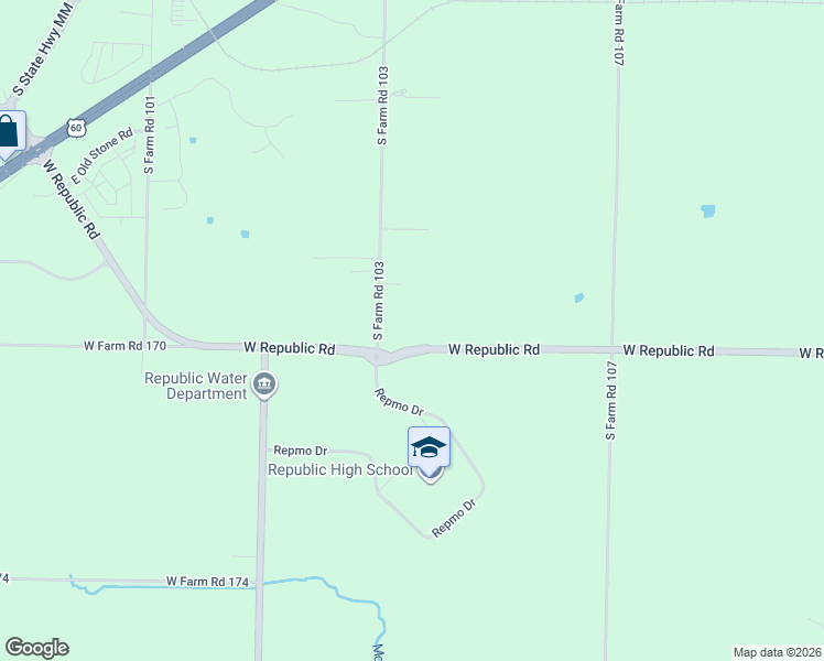 map of restaurants, bars, coffee shops, grocery stores, and more near 6225 West State Highway M in Greene County