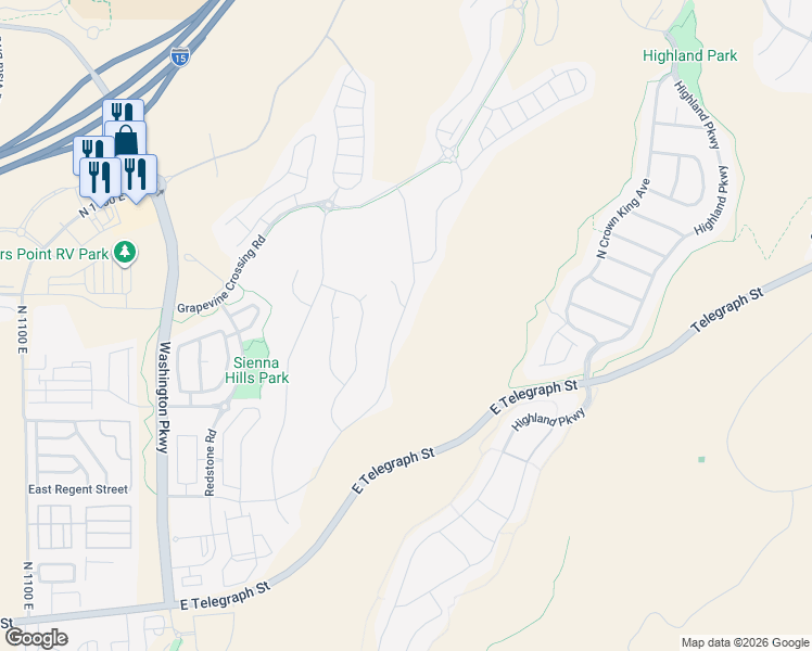 map of restaurants, bars, coffee shops, grocery stores, and more near 1129-1285 East Telegraph Street in Washington