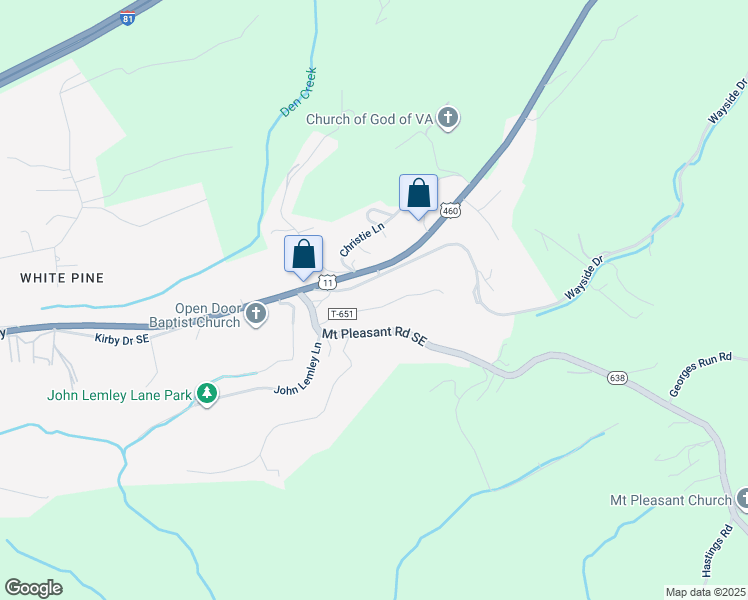 map of restaurants, bars, coffee shops, grocery stores, and more near 4290 Cumberland Drive Southeast in Christiansburg