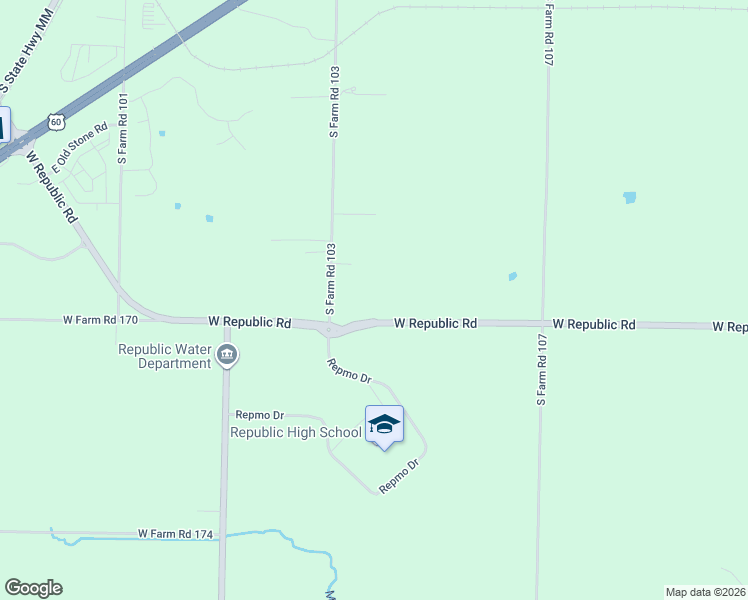 map of restaurants, bars, coffee shops, grocery stores, and more near 6225 West State Highway M in Greene County