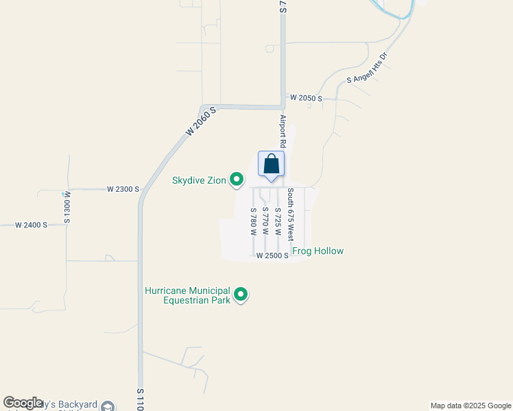 map of restaurants, bars, coffee shops, grocery stores, and more near 2355 South 780 West in Hurricane