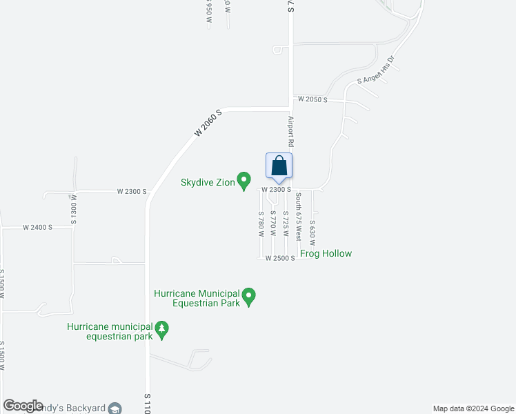 map of restaurants, bars, coffee shops, grocery stores, and more near 2356 South 780 West in Hurricane