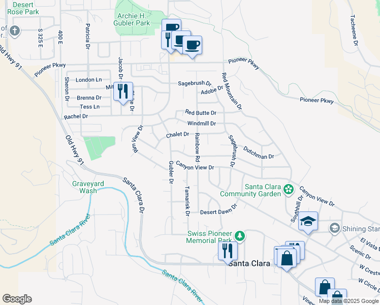 map of restaurants, bars, coffee shops, grocery stores, and more near 3226 Swiss Drive in Santa Clara