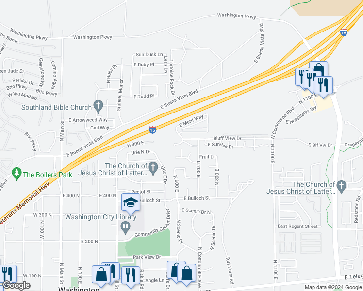 map of restaurants, bars, coffee shops, grocery stores, and more near 597-631 Spring Circle in Washington